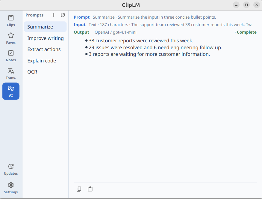 ClipLM reusable AI prompt workflow